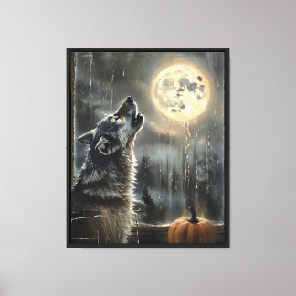Toile Loup à la fenêtre Lune