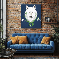 Loup Arctique Blanc Mystique Hiver Perce-Neige Ble