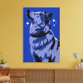 Toile Loup Arctique Elégant Bleu Monochrome Art Editoria