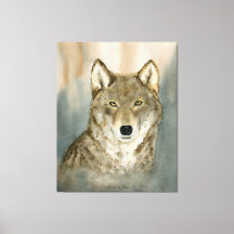 Loup dans la brume aquarelle