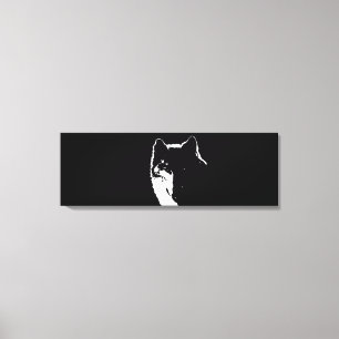 Toile Loup d'art pop noir et blanc
