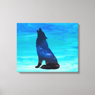 Toile Loup hurlant, chien hurlant en double exposition