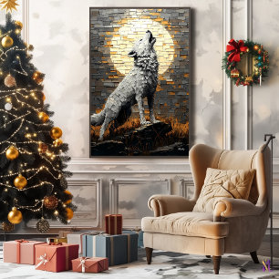 Toile Loup hurlant dans un style d'impasto dynamique