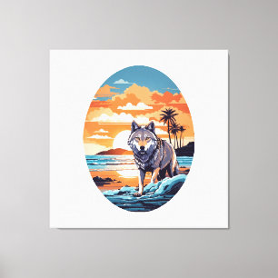 Toile Loup sur la plage