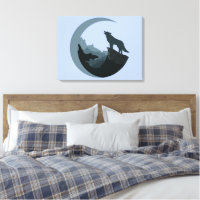 Loup sur une falaise hurlant sur la lune