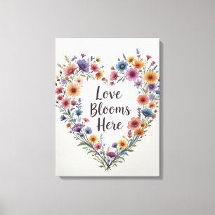 Toile Love Blooms Ici Floral Heart Art Imprimer