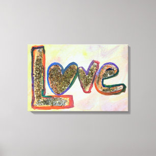 Toile Love Golden Pastels Peinture Canvas Imprimer
