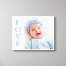 Love Photo Keepsaké Blue Typography Canvas