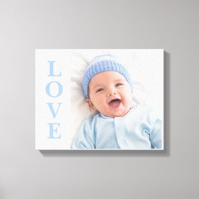 Toile Love Photo Keepsaké Blue Typography Canvas (Recto)