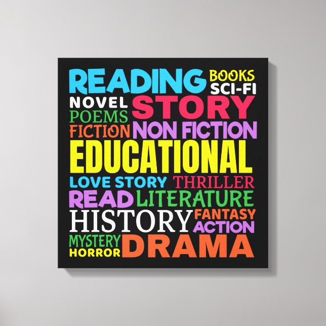 Toile Love Reading Books - Genre Word Art (Recto)