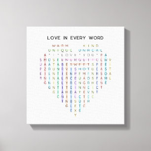 Toile Love Word Quest - Puzzle du coeur - Je t'aime