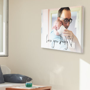 Toile Love You Daddy Script Heart Photo Overlay