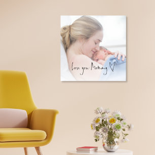 Toile Love You Mommy Script Heart Photo Overlay personna