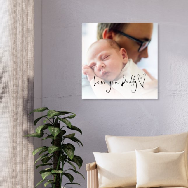 Toile Love You Papa Script Heart Photo Overlay personnal (Créateur téléchargé)