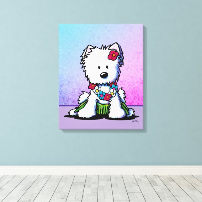 Toile Luau Westie Terrier Canvas de chien Imprimer (Insitu (Plancher de Bois))
