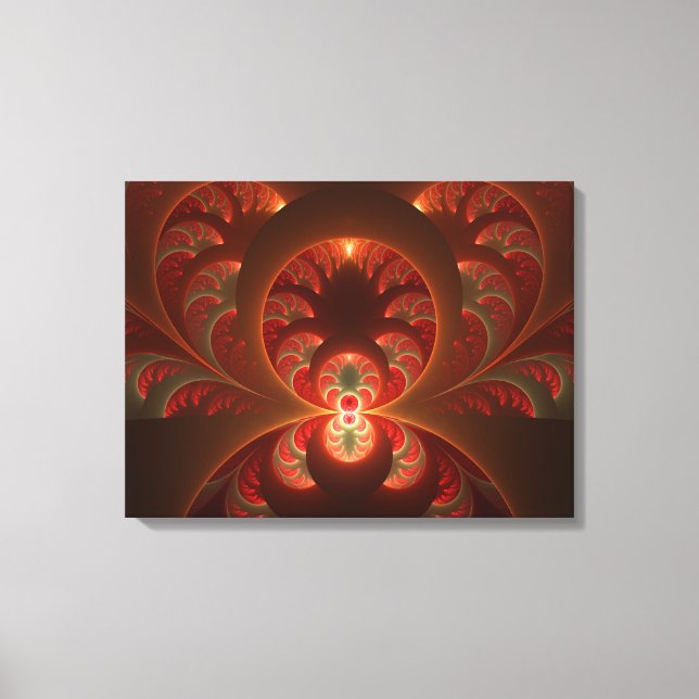 Toile Lumineuse Abstrait moderne orange rouge fractal (Recto)