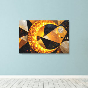 Toile Lune de croissant d'or avec étoiles géométriques c