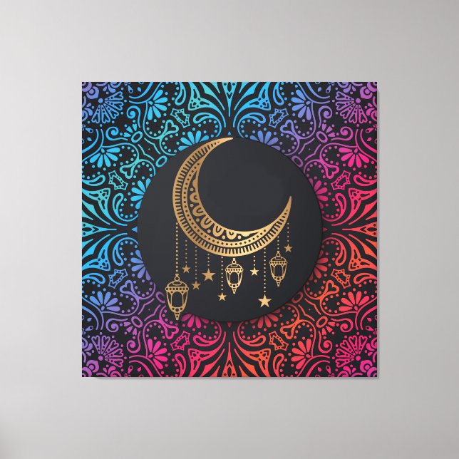 Toile Lune islamique et design floral (Recto)