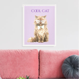 Toile Lunettes de chat cool marron violet menthe