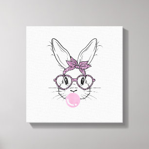 Toile Lunettes de léopard visage de lapin Bubble Gum Jou