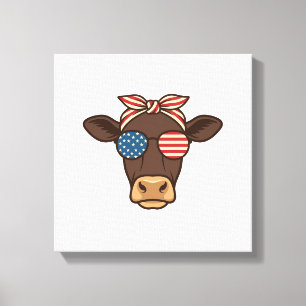 Toile Lunettes de soleil tête de vache patriotique desig