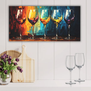 Toile Lunettes de vin colorées Art horizontal