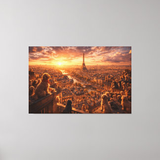 Toile Luxury Cockapoo Wall Art – Paris Sunset Travel Dog
