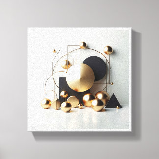 Toile Luxury Gold and Black Geometric Abstract - Modern 