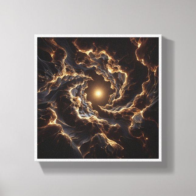 Toile Luxury Golden Cosmic Vortex - Abstract Deep Space  (Recto)
