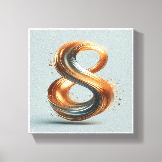 Toile Luxury Liquid Gold Number 8 Art - 3D Metallic Swir