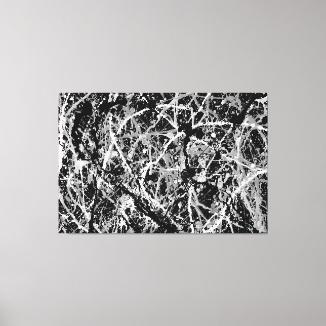 Toile LX NOIR ET BLANC - Peinture d'action -Abstrait- (Recto)
