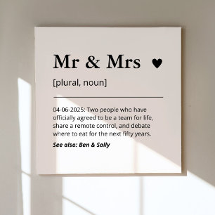 Toile M. et Mme Newlysée Mariage cadeau Définition moder