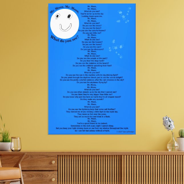 Toile M. Moon Stars Poème pour enfants 40" x 60" (Insitu(Salon))
