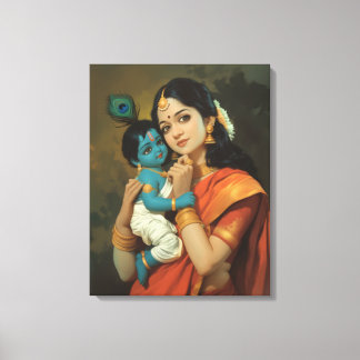 Toile Maa Yashoda et Little Krishna Canvas Wall Art