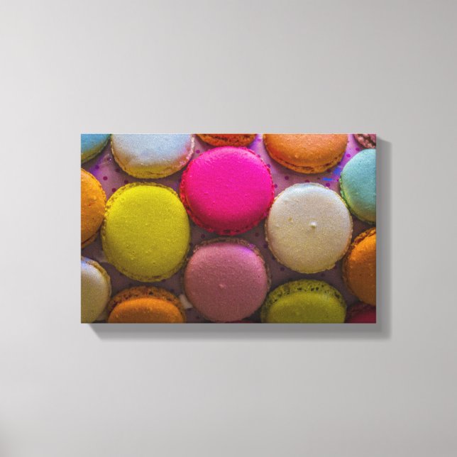 Toile Macarons colorés Dessert Cuit Savoureux (Recto)