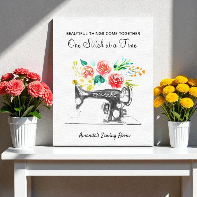 Toile Machine à coudre Presseur noir blanc Citation (Créateur téléchargé)