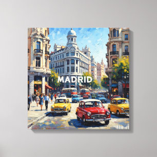 Toile Madrid Espagne Voitures Anciennes Décoration Mural