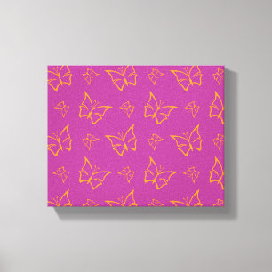 Toile Magenta et Arbre d'or Papillon Nature Imprimer