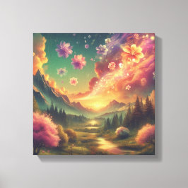 Toile Magical Petal Sky Over Sunset Mountains Canvas