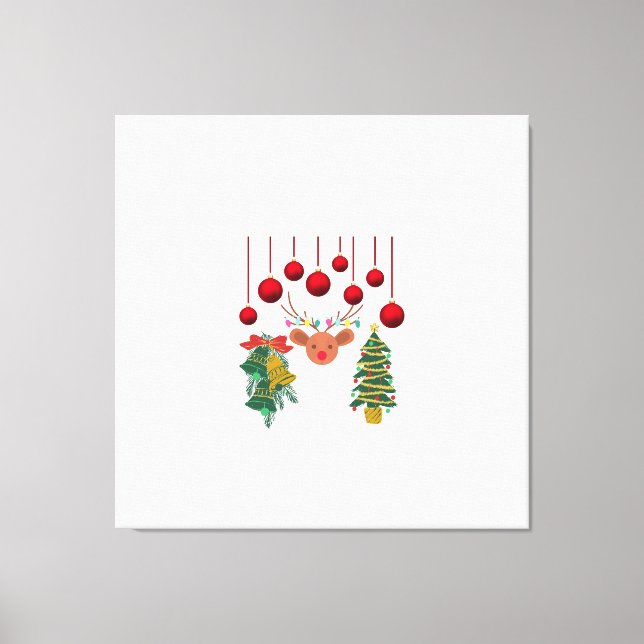 Toile Magical Reindeer Bells and Christmas Tree Design  (Recto)
