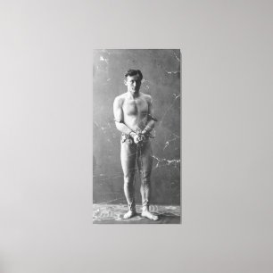 Toile Magicien Harry Houdini se tenant dans les chaînes