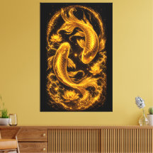 Magnifique paire de poissons Koi dorés Luxe