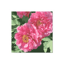 Magnifique pivoine rose profonde sur toile.