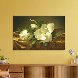 Toile Magnolias sur fond de velours d'or par MJ Heade