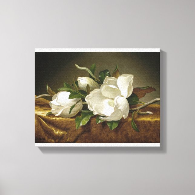 Toile Magnolias sur tissu velours or par Martin Johnson  (Recto)