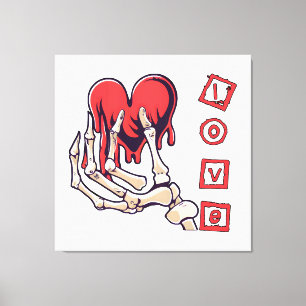 Toile Main de squelette symbolique de l'amour offrant un