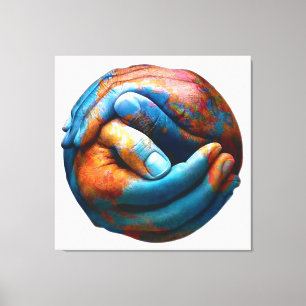 Toile Mains étreintes formant la paix du monde de la