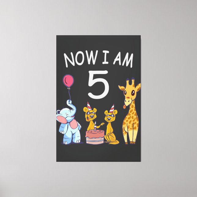 Toile Maintenant, j'ai 5 ans 5e anniversaire au Zoo (Recto)