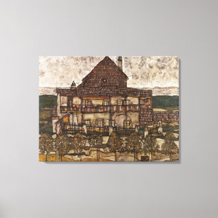 Toile Maison avec un toit de bardeaux par Egon Schiele
