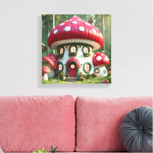 Toile Maison de champignons enchanteresse - Conte d'orfè